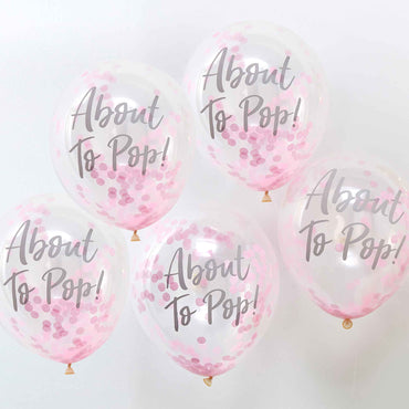 Oh Baby About To Pop Balloons Pink Confetti 30cm - Party Savers
