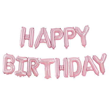 Pastel Party Happy Birthday Pink Letter Balloons