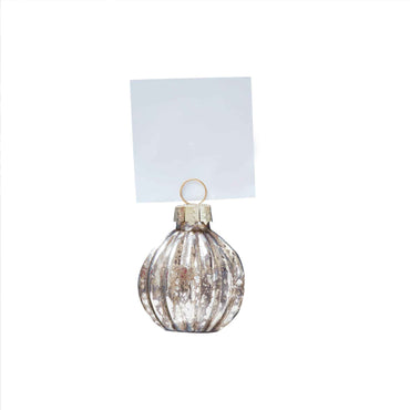 Silver Christmas Bauble Place Card Holders 4cm 6pk