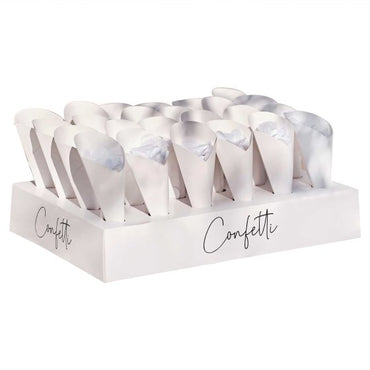 Sage Wedding Confetti Tray with 24 Cones & Confetti Each