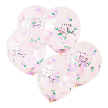 Lets Par Tea Happy Birthday Confetti Balloons 30cm 5pk