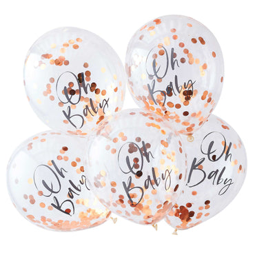 Twinkle Twinkle Oh Baby Rose Gold Confetti Balloons 30cm 5pk
