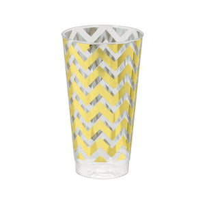 Gold Chevron Premium Plastic Tumbler 473ml 16pk - Party Savers