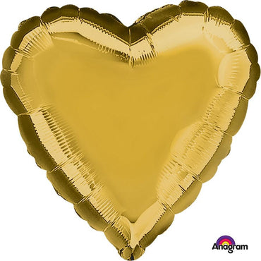 Metallic Gold Heart Foil Balloon 45cm Each