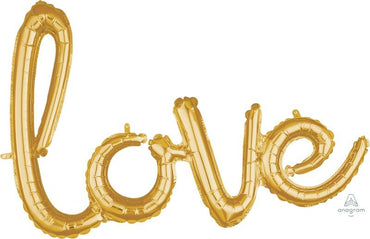 Phrase Script love Gold Foil Balloon 78cm x 53cm Each