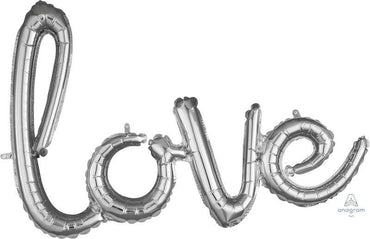 Phrase Script love Silver Foil Balloon 78cm x 53cm Each