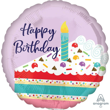 Purple Confetti Cake Happy Birthday Foil Balloon 45cm Each