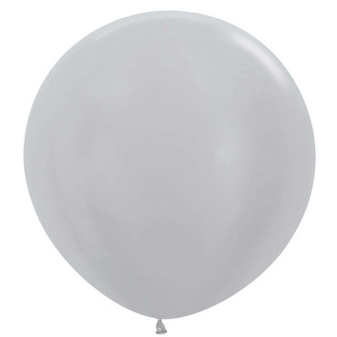 Silver Latex Balloon 60cm 3pk