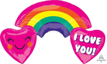ColorBlast Rainbow with Hearts I Love You Supershape Foil Balloon 93cm x 55cm Each