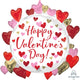Happy Valentine's Day Circled in Hearts Supershape Foil Balloon 66cm x 60cm Each