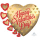Happy Valentine's Day Satin Infused Pretty Gold Hearts Supershape Foil Balloon 60cm x 50cm Each