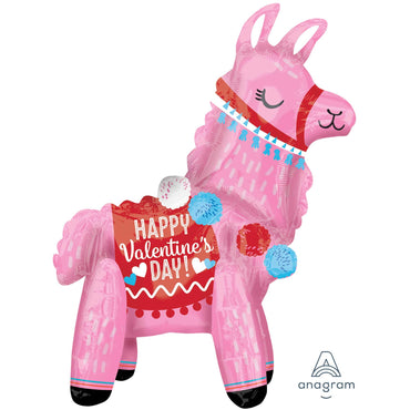 Happy Valentine's Day Standing Llama Supershape Foil Balloon 45cm x 55cm Each