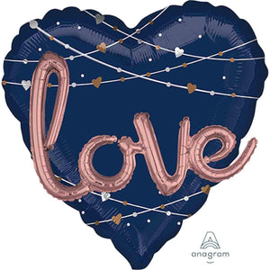 Heart Navy Wedding love Supershape Foil Balloon 91cm Each