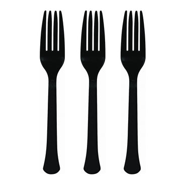 Black Plastic Fork 20pk - Party Savers