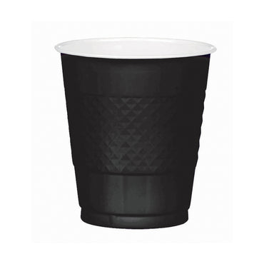 Black Plastic Cups 355ml 20pk - Party Savers