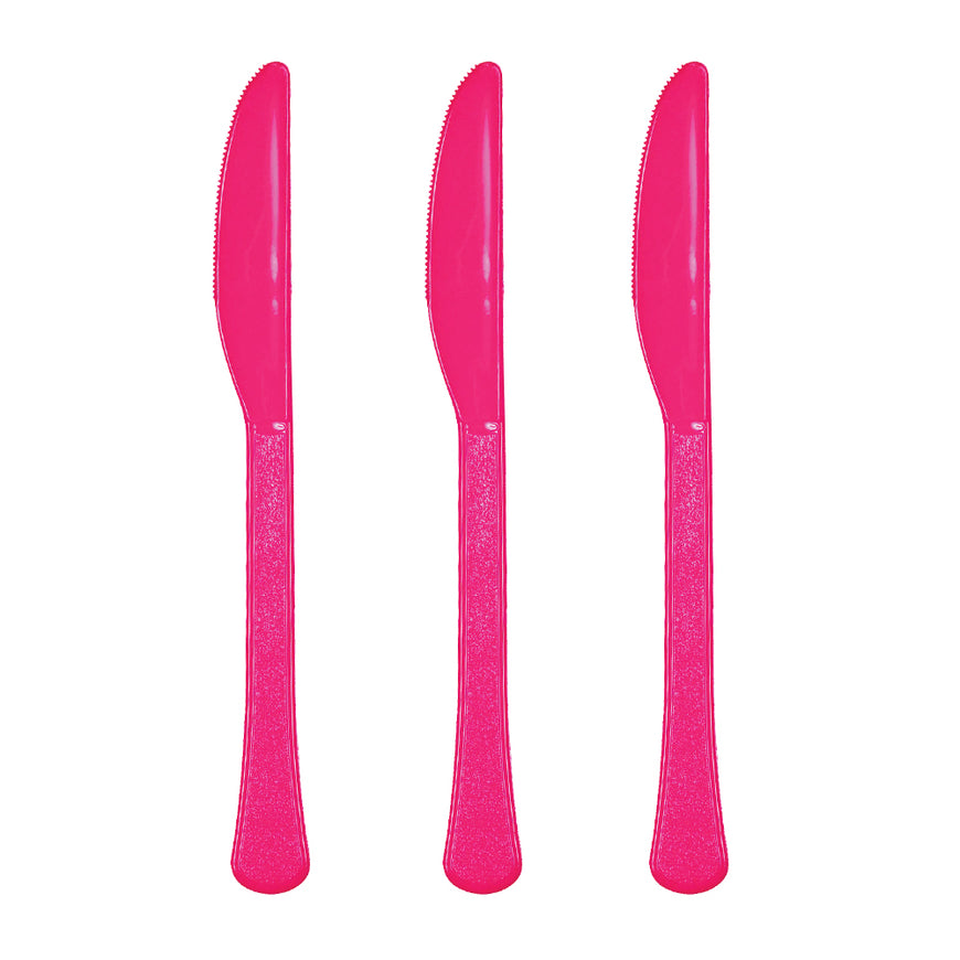 Bright Pink Plastic Knife 20pk - Party Savers