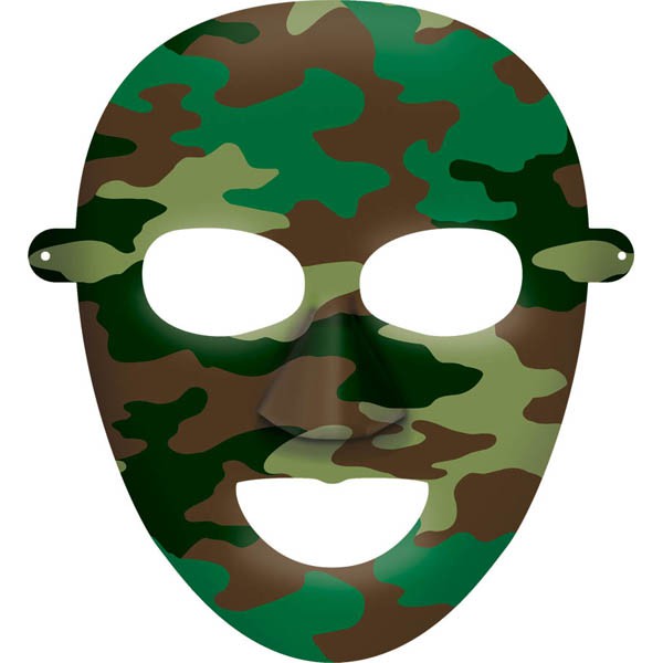 Camouflage Paper Masks 8pk - Party Savers