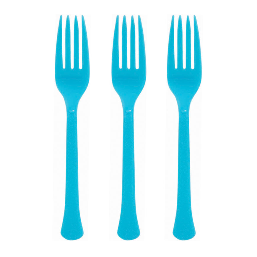 Caribbean Blue Plastic Fork 20pk - Party Savers