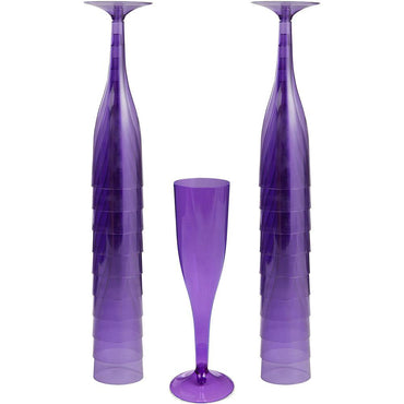 Purple Plastic Champagne Flute 162ml 18pk - Party Savers