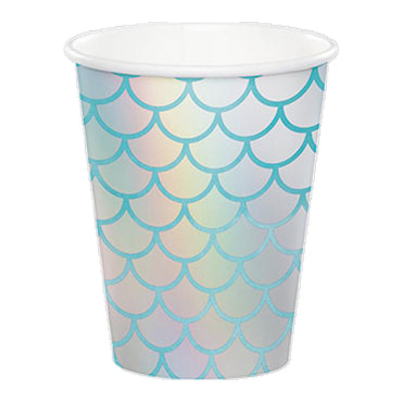 Mermaid Shine Iridescent Cups Paper 266ml 8pk - Party Savers