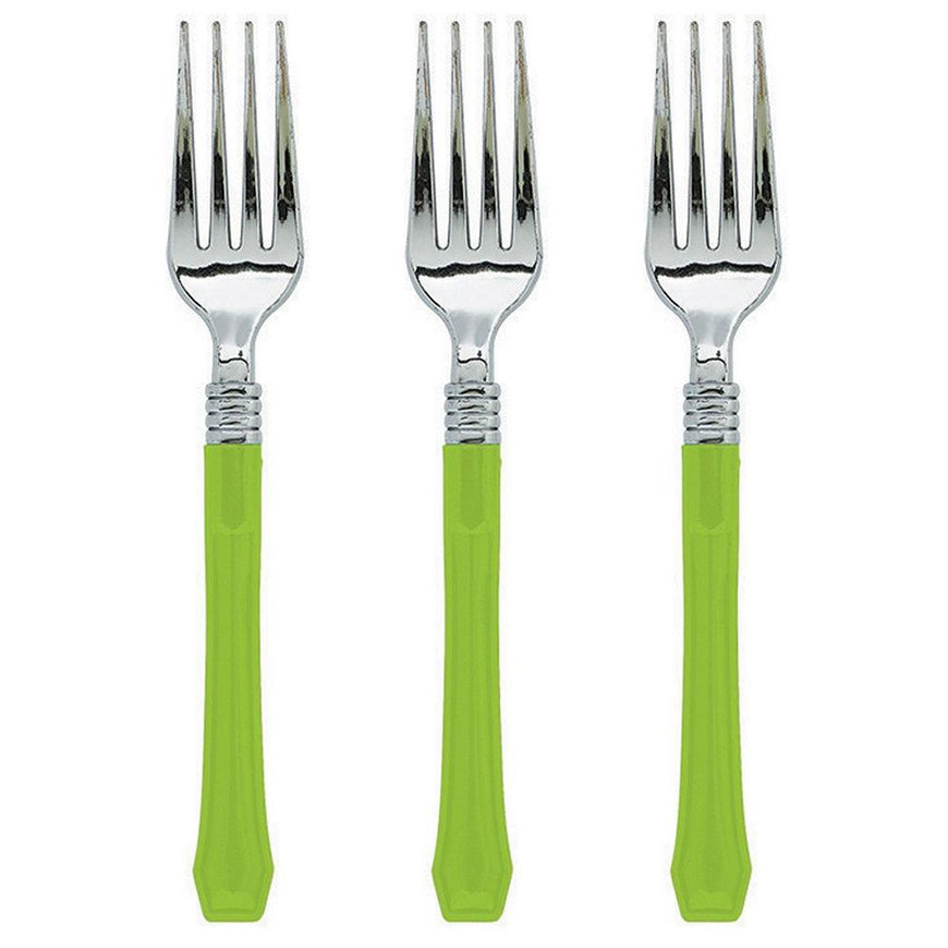 Lime Green Premium Plastic Fork 20pk - Party Savers