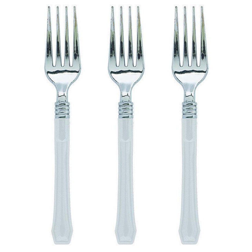 Silver Premium Plastic Fork 20pk - Party Savers