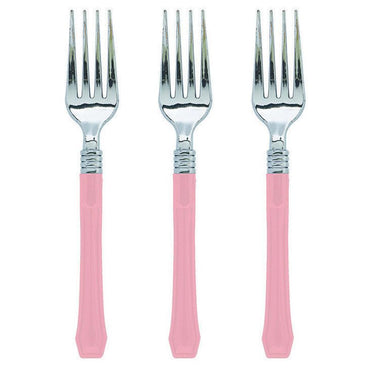 Pastel Pink Premium Plastic Fork 20pk - Party Savers