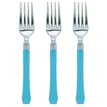 Caribbean Blue Premium Plastic Fork 20pk - Party Savers