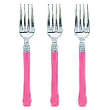 Bright Pink Premium Plastic Fork 20pk - Party Savers