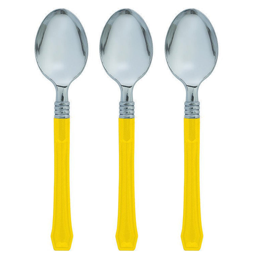 Yellow Premium Plastic Spoon 20pk - Party Savers