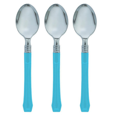 Caribbean Blue Premium Plastic Spoon 20pk - Party Savers