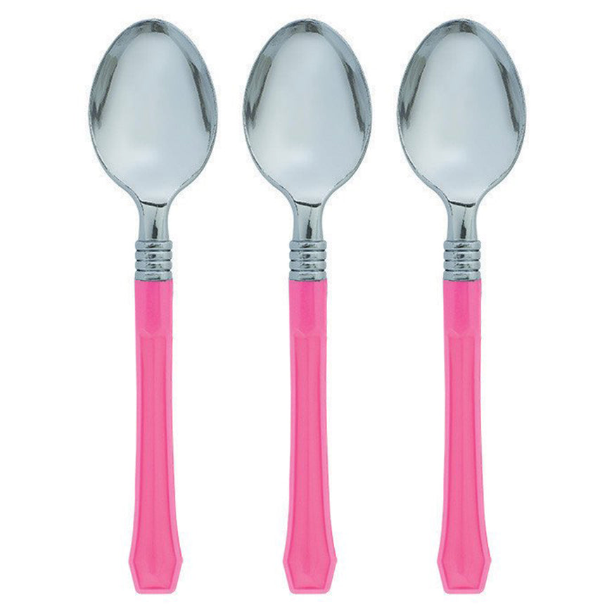 Bright Pink Premium Plastic Spoon 20pk - Party Savers