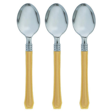 Gold Premium Plastic Spoon 20pk - Party Savers