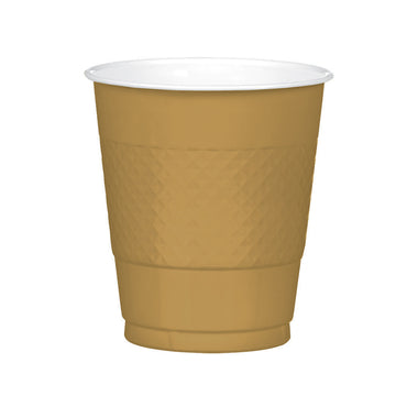 Gold Plastic Cups 355ml 20pk - Party Savers