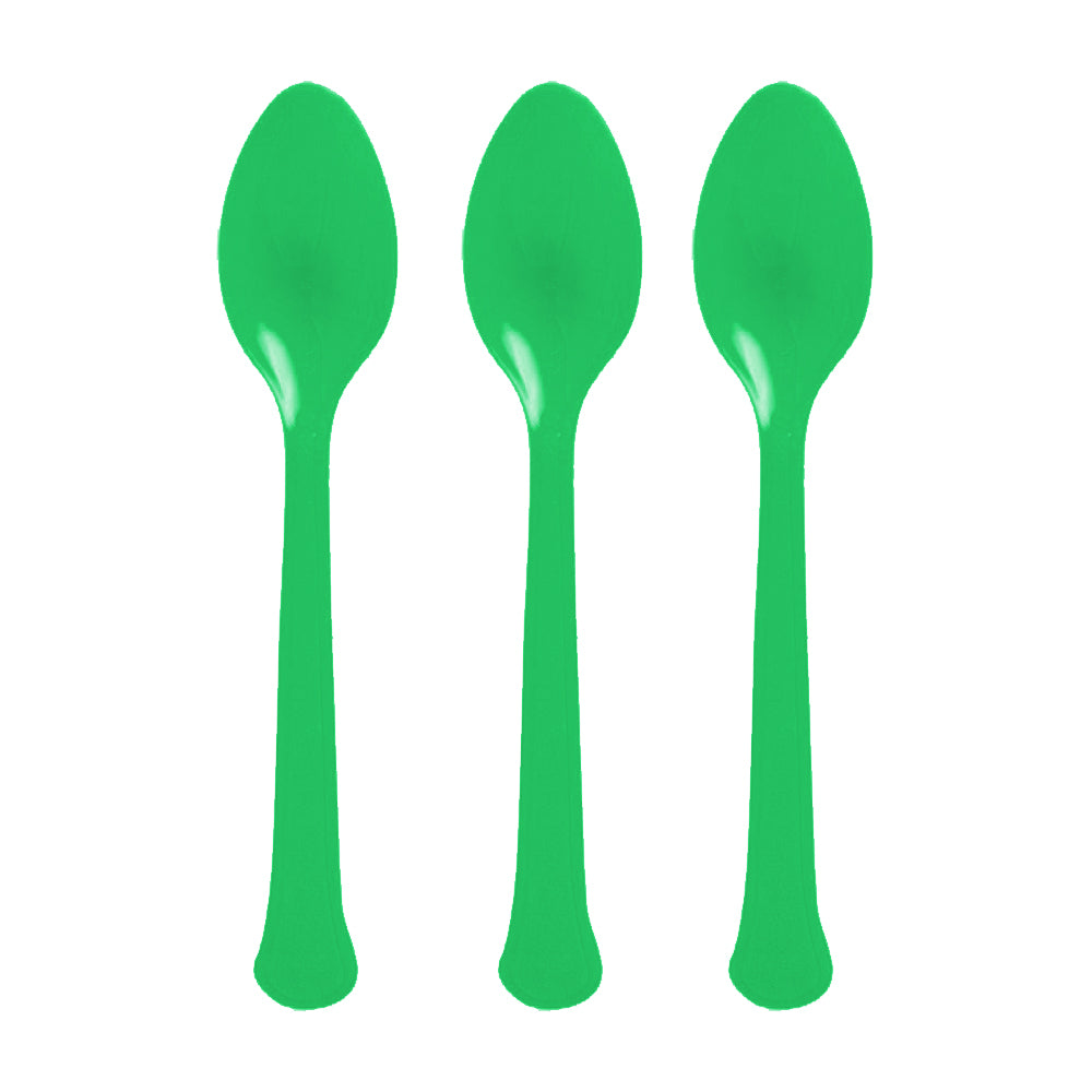 Green Plastic Spoon 20pk - Party Savers