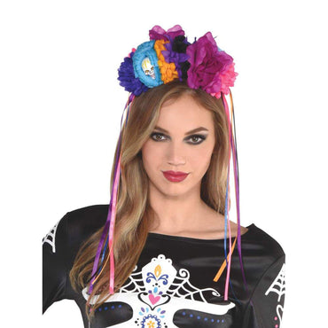 Day Of The Dead Neon Floral Headpiece Each
