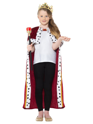 Kids Royal Cloak, Red with Crown & Staff each