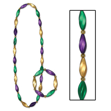 Satin Swirl Beads Bracelet Set 38in & 10in Each - Party Savers