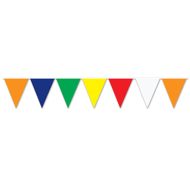 Multi-Color Pennant Banner 17" x 30' - Party Savers