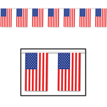 American Flag Pennant Banner 17" x 60' - Party Savers