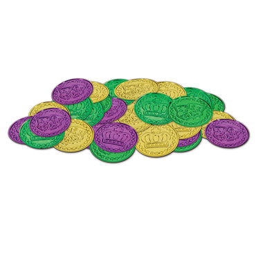 Mardi Gras Plastic Coins 1.5in. 100pk - Party Savers