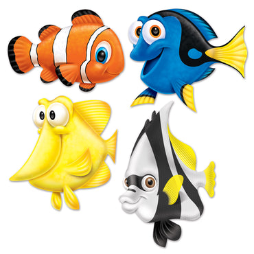 Under The Sea Fish Cardboard Cutouts 4pk 13in - 16in - Party Savers