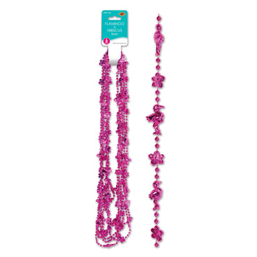 Flamingo & Hibiscus Beads 33in. 6Pk - Party Savers