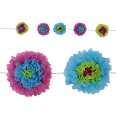 Tissue Flower Garland 10in x 8ft. Each - Party Savers