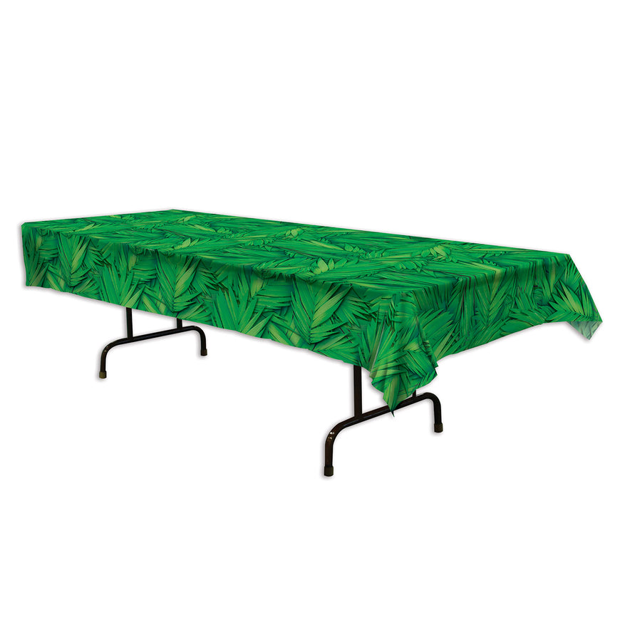 Palm Leaf Plastic Tablecover 54in x 108in - Party Savers