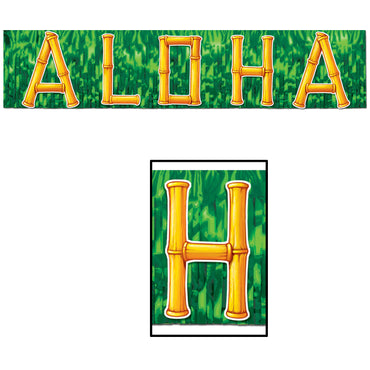 Metallic Aloha Fringe Banner 10in x 4ft - Party Savers