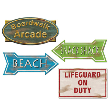 Beach Sign Cutouts 14in. 4Pk - Party Savers
