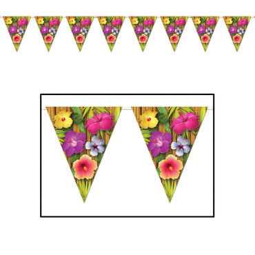 Luau Pennant Banner 11in x 12ft - Party Savers