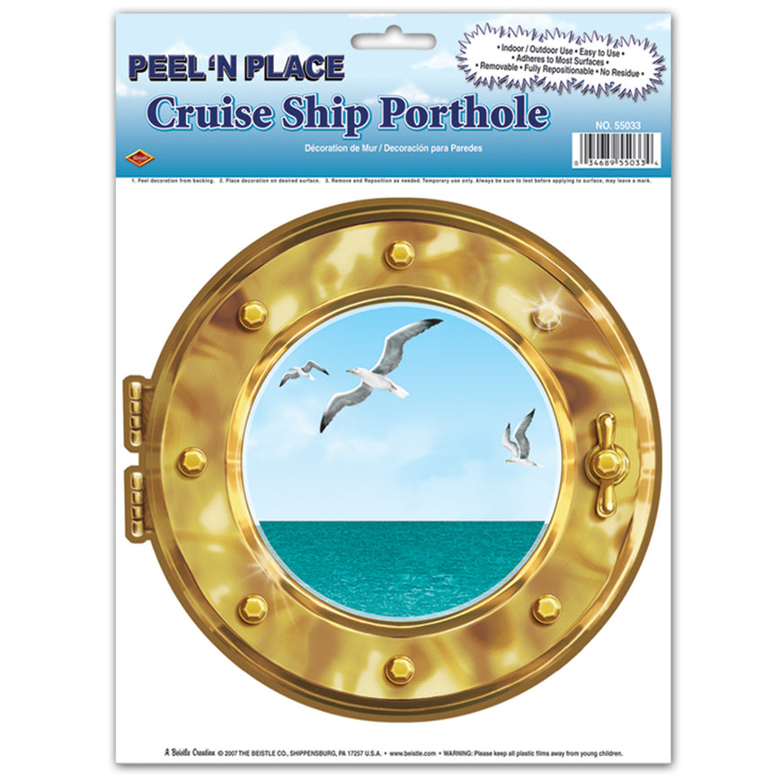 Cruise Ship Porthole Peel & Place 12in x 15in. - Party Savers