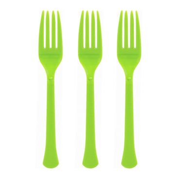 Lime Green Plastic Fork 20pk - Party Savers